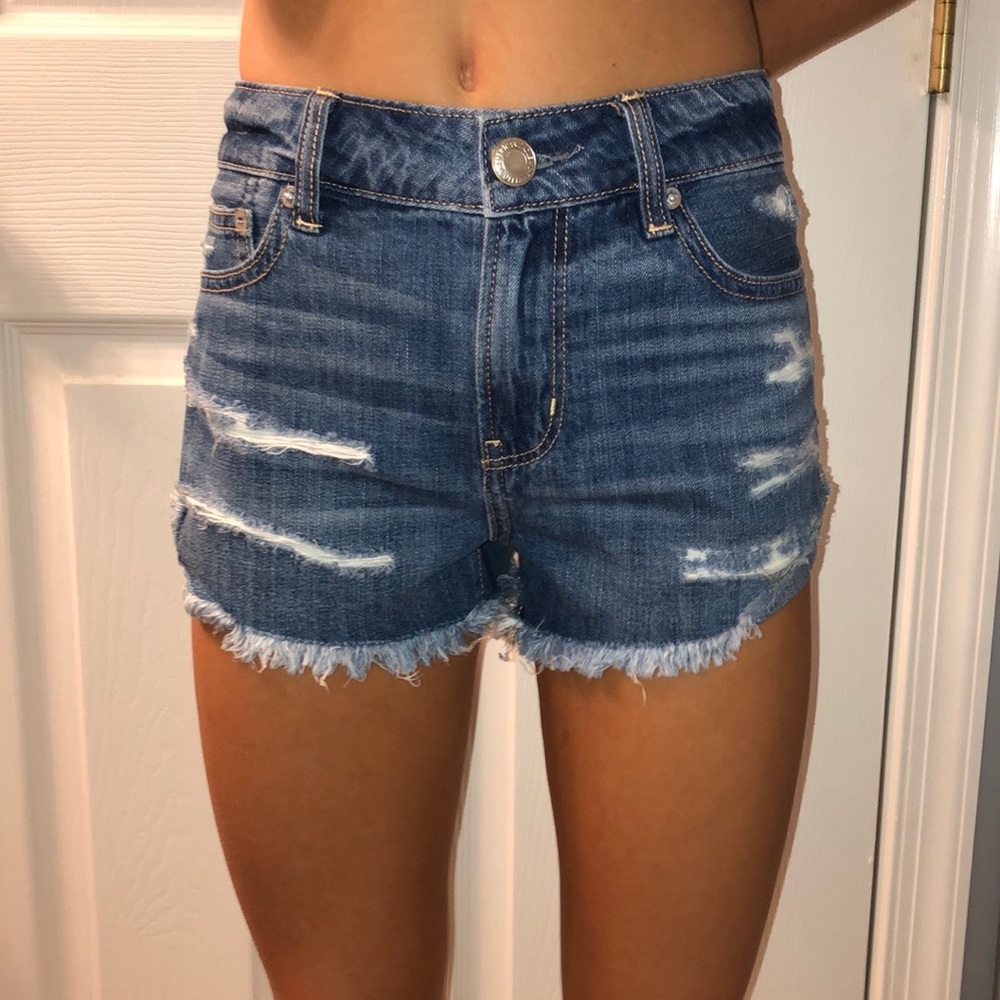 Denim Distressed High-Rise Women’s Shorts - Blue